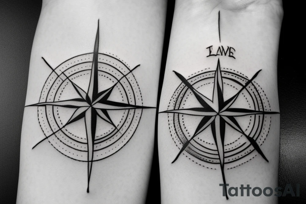 minimalist compass with lily of the valley tattoo idea