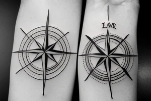 minimalist compass with lily of the valley tattoo idea