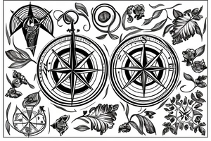 compass with lily of the valley tattoo idea