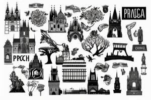 Prague landmark with south africa landmark tattoo idea