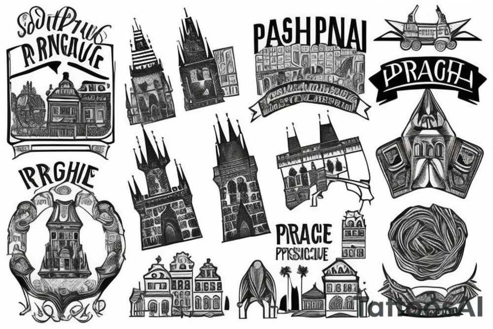 Prague landmark with south africa landmark tattoo idea