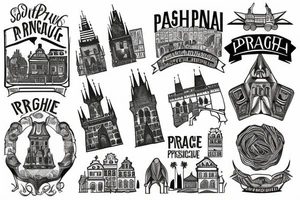 Prague landmark with south africa landmark tattoo idea