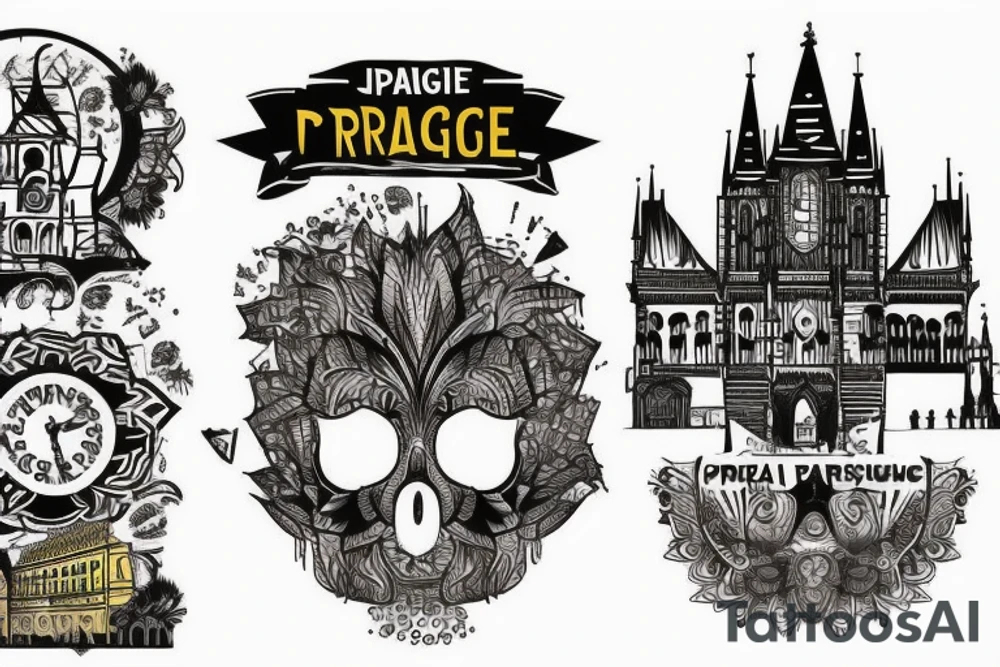 Prague landmark with south africa landmark tattoo idea
