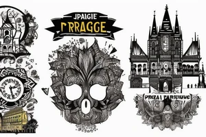Prague landmark with south africa landmark tattoo idea