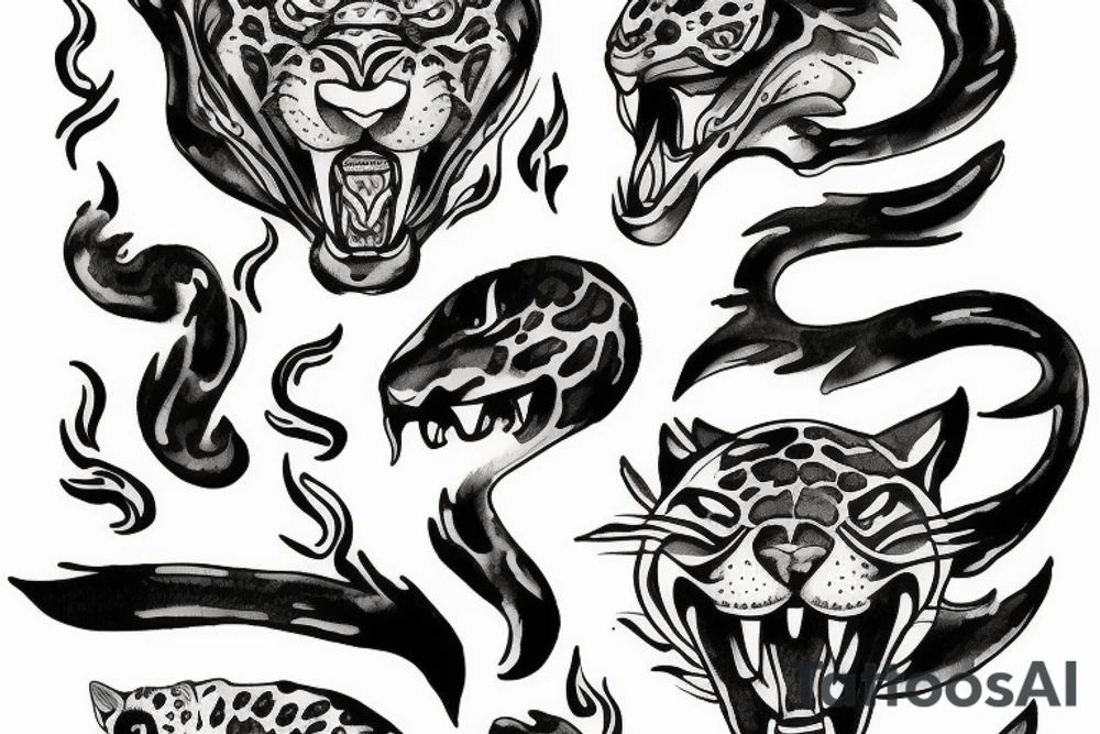 Jaguar with fire tattoo idea