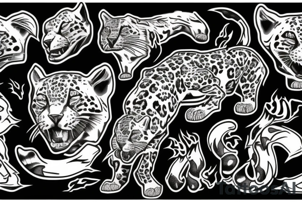 Jaguar on fire tattoo idea