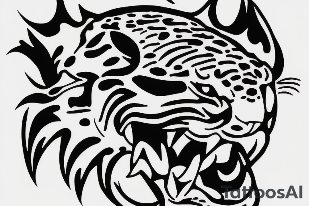 Jaguar head with fire tattoo idea