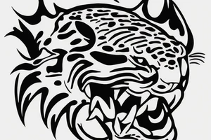 Jaguar head with fire tattoo idea