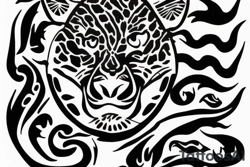 Jaguar head with fire tattoo idea