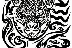 Jaguar head with fire tattoo idea