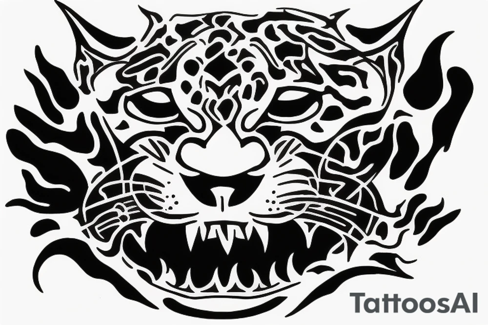 Jaguar head with fire tattoo idea