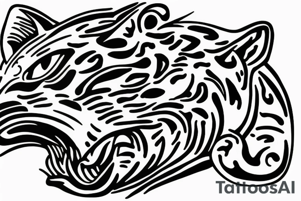Jaguar head with fire tattoo idea