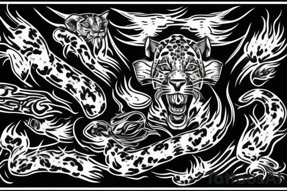 Jaguar with fire tattoo idea