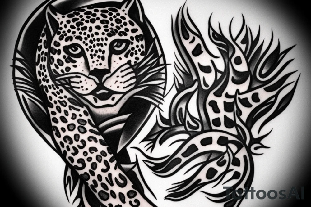 Jaguar with fire tattoo idea