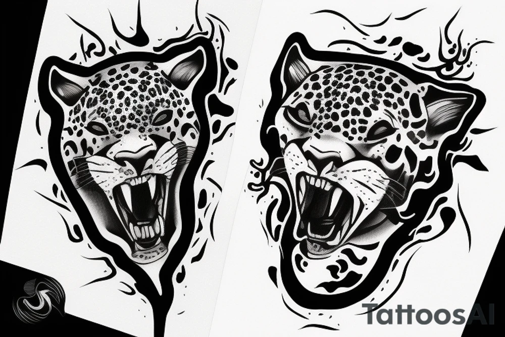 Jaguar with fire tattoo idea