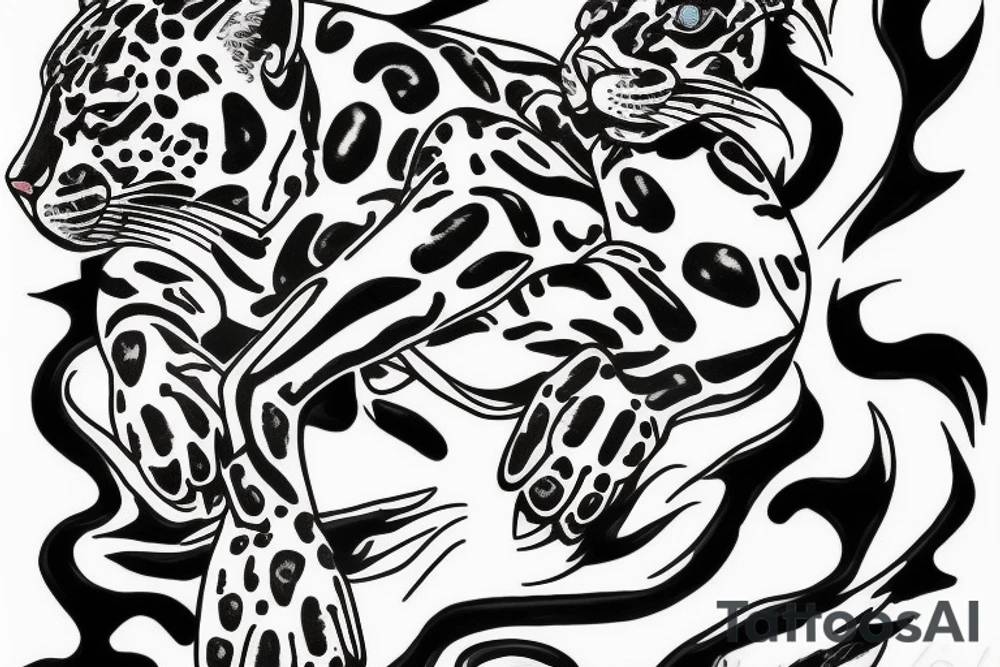 Jaguar with fire tattoo idea