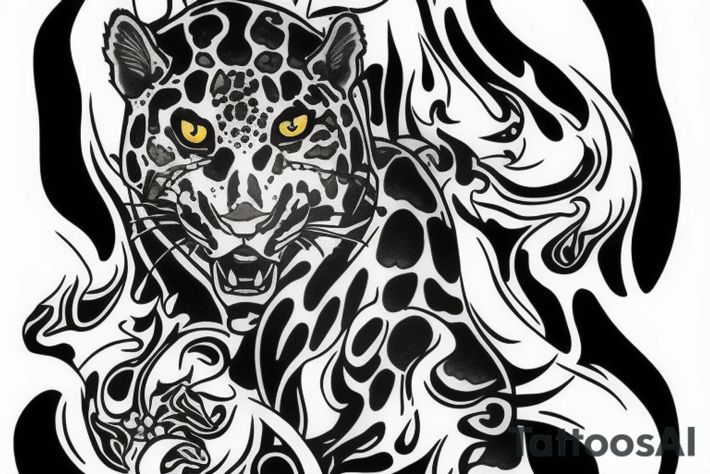 Jaguar with fire tattoo idea