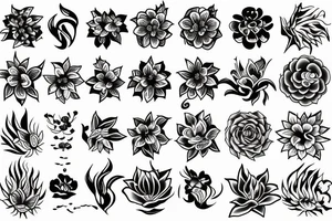 flowers on fire tattoo idea