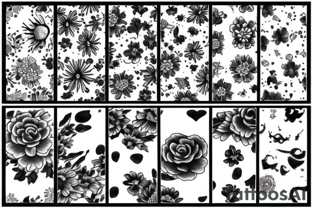 flowers on fire tattoo idea