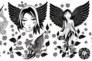 Angel girl with dragon wing tattoo idea