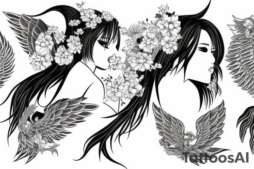 Angel girl with dragon wing tattoo idea
