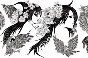 Angel girl with dragon wing tattoo idea