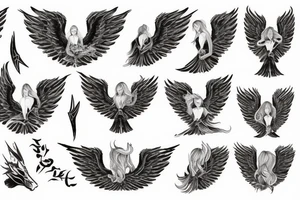 Angel girl with dragon wing tattoo idea