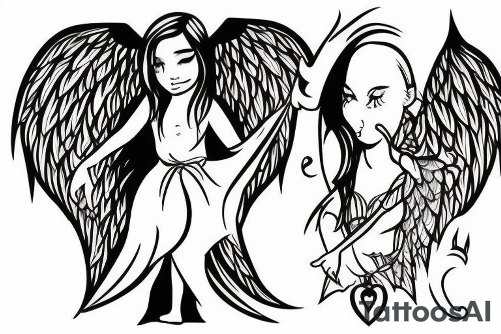 Angel girl with dragon wing tattoo idea