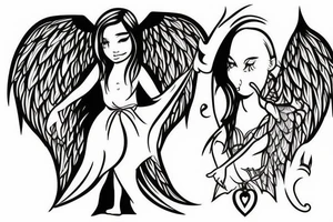 Angel girl with dragon wing tattoo idea