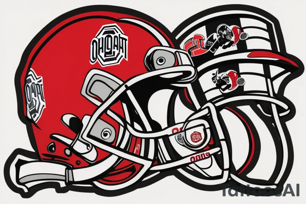 brutus buckeye with an ohio state football helmet below it tattoo idea