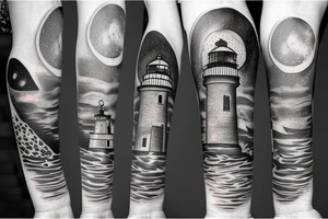 Lighthouse in outer space tattoo idea