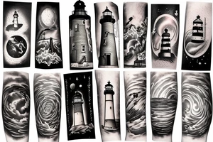 Lighthouse in outer space tattoo idea