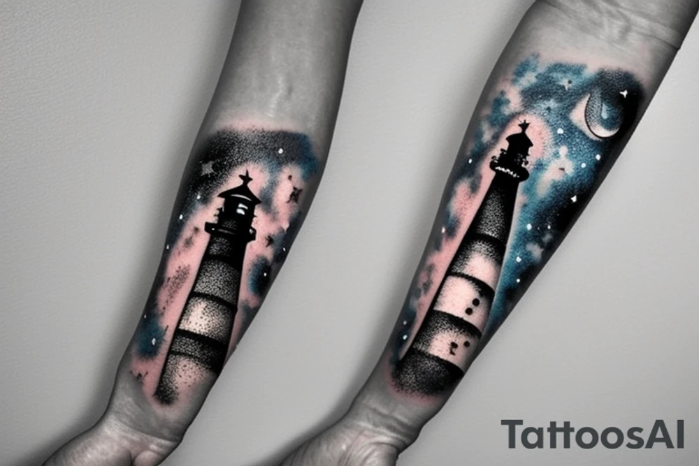 Lighthouse with galaxy tattoo idea