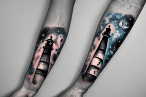 Lighthouse with galaxy tattoo idea