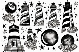 Lighthouse with galaxy tattoo idea