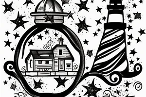 Lighthouse with galaxy tattoo idea