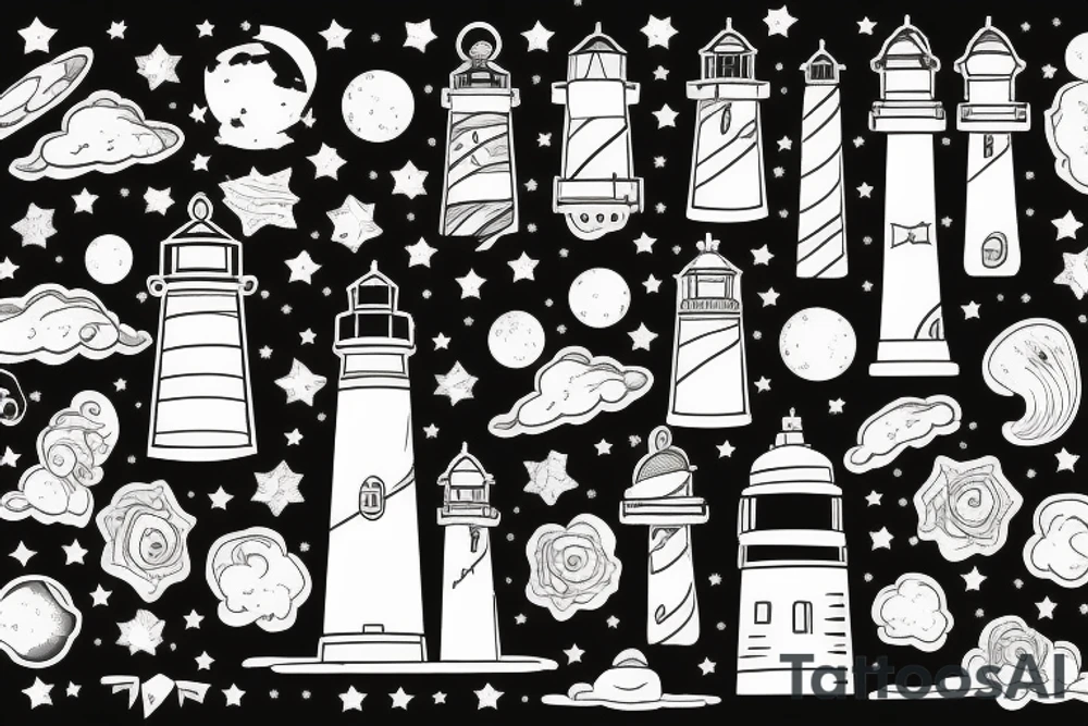 Lighthouse with galaxy tattoo idea