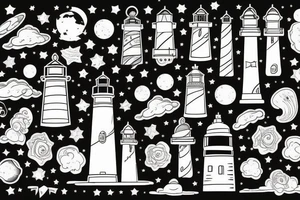 Lighthouse with galaxy tattoo idea