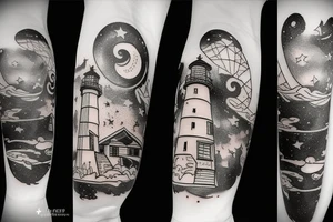 Lighthouse with galaxy tattoo idea