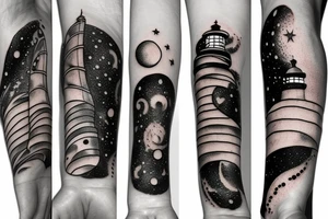 Lighthouse with galaxy tattoo idea