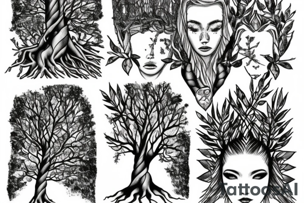 Trees with Reyna, Isla and Euan with roots tattoo idea