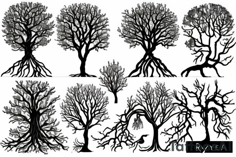 Trees with Reyna, Isla and Euan with roots tattoo idea