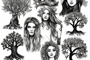 Trees with Reyna, Isla and Euan with roots tattoo idea