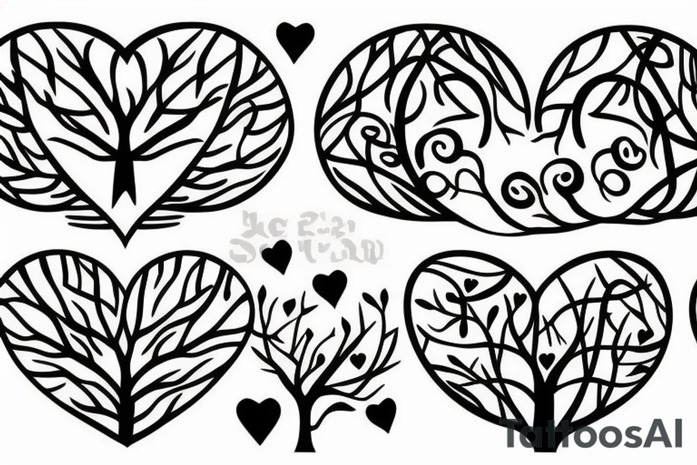 Tree made of hearts tattoo idea