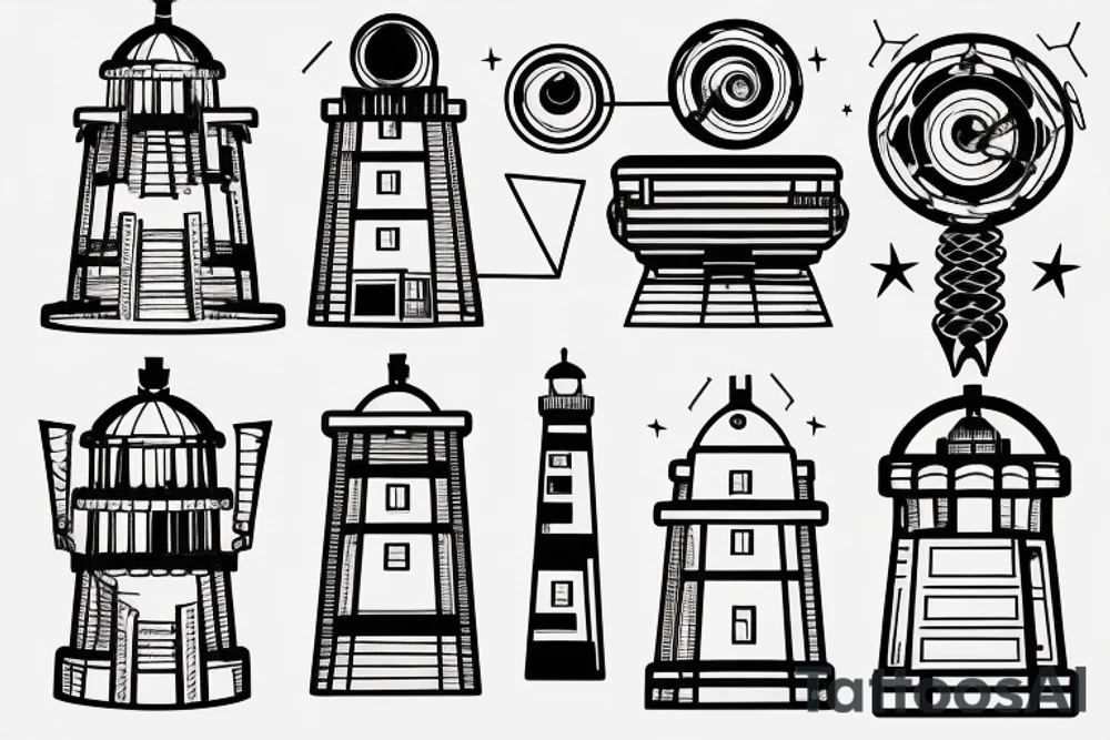 Lighthouse in outer space tattoo idea