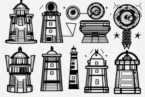Lighthouse in outer space tattoo idea