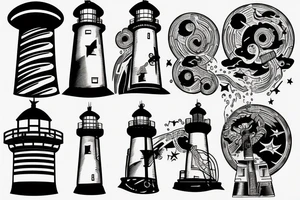Lighthouse in outer space tattoo idea