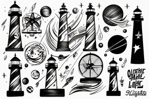 Lighthouse in outer space tattoo idea