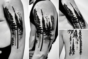 Forest in outer space with a waterfall tattoo idea