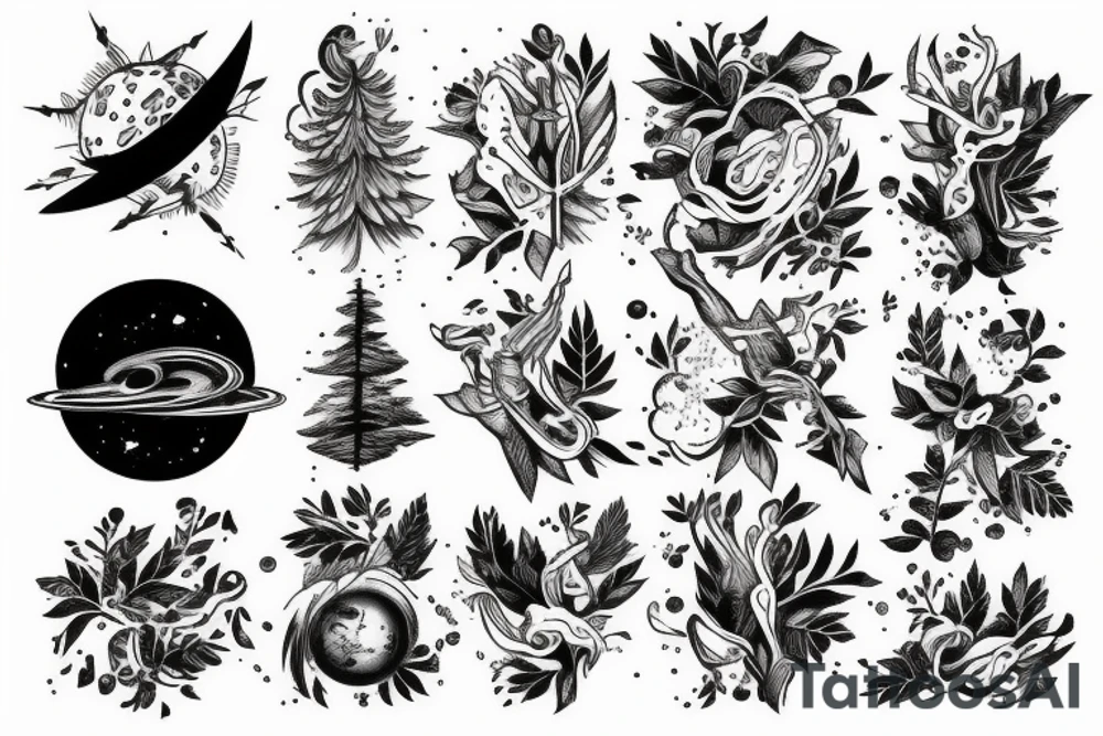 Forest in outer space tattoo idea
